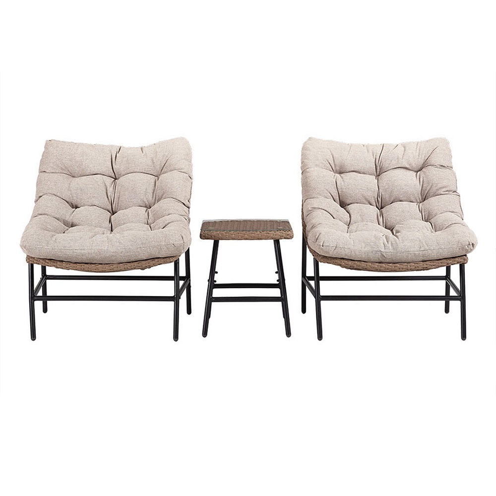 Outdoor Patio  Papasan Chair Set of 2 with a Teatable
