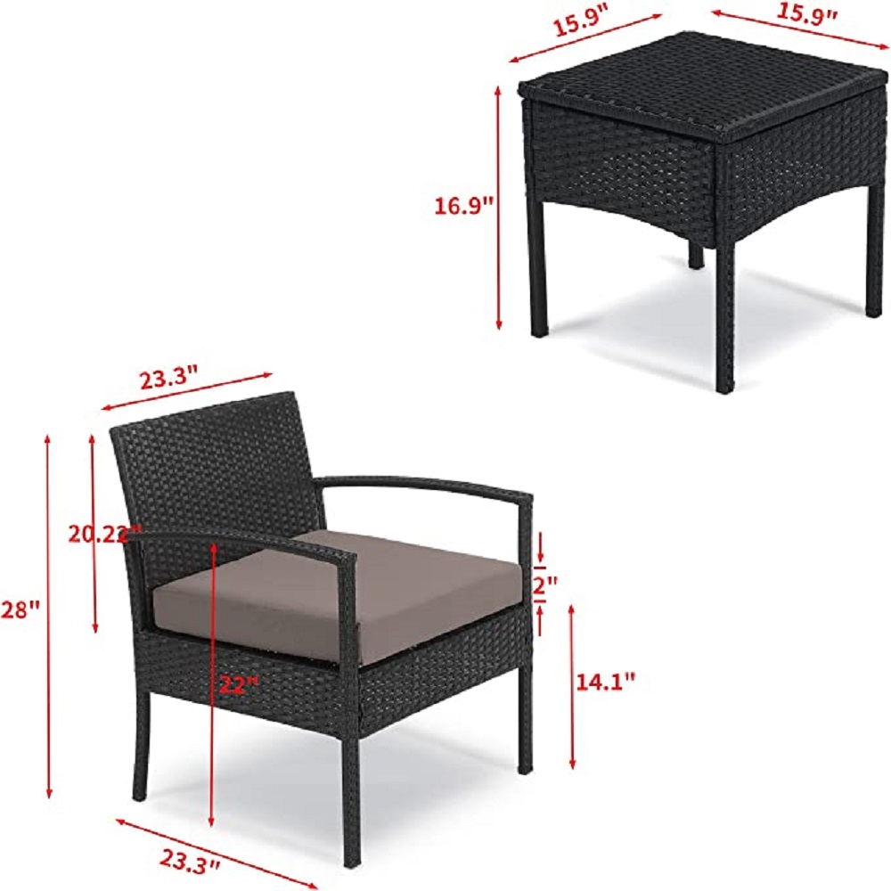 3 Piece Patio Set Balcony Furniture 