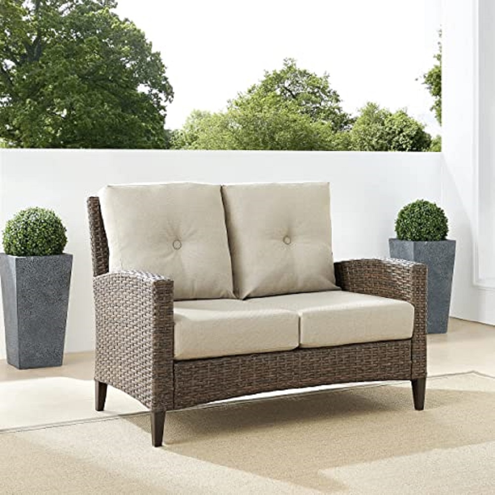 Outdoor Rattan High Back Loveseat