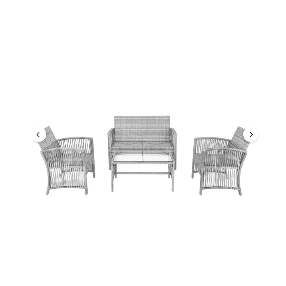 4 Pieces Outdoor Sectional  Rattan Sofa Coversation Set 