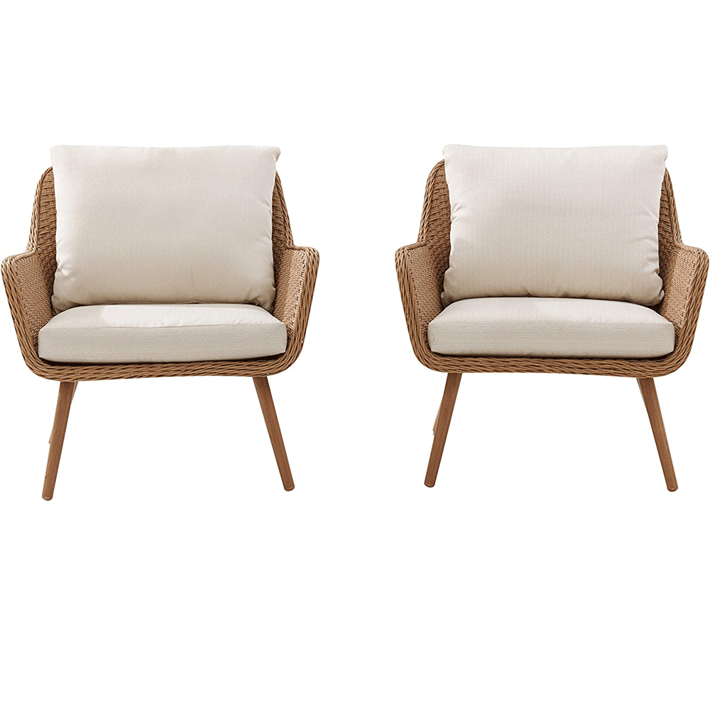 WYHS-T224 Outdoor Rattan Chairs (Set of 2) Light Brown
