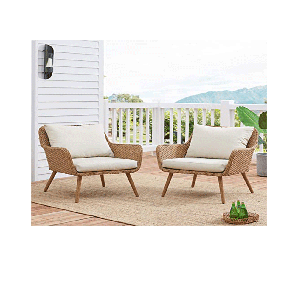 WYHS-T224 Outdoor Rattan Chairs (Set of 2) Light Brown