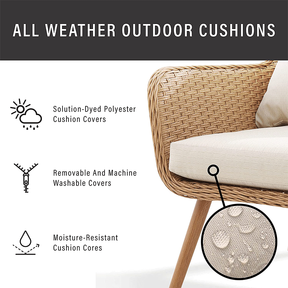 WYHS-T224 Outdoor Rattan Chairs (Set of 2) Light Brown