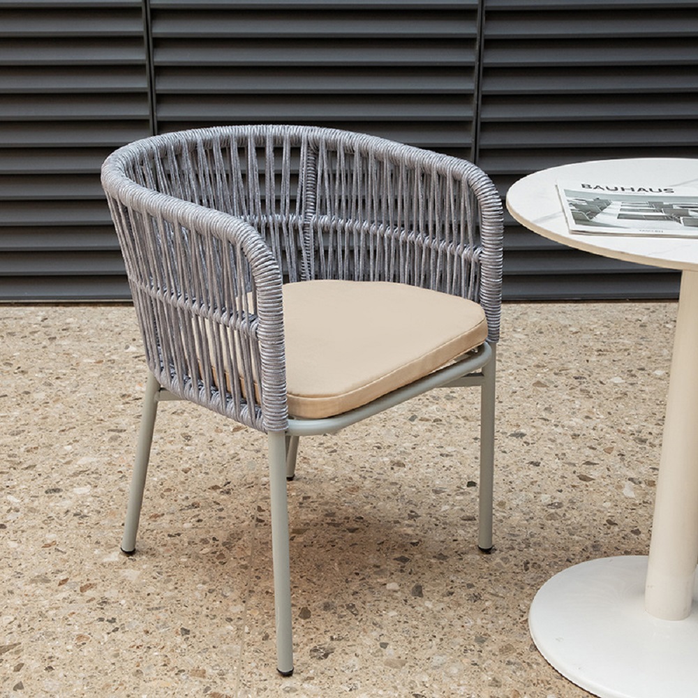WYHS-T271 Outdoor furniture, dining table and chair set, simple aluminum frame, cushion, leisure furniture, mesh rope woven coffee and milk tea shop furniture