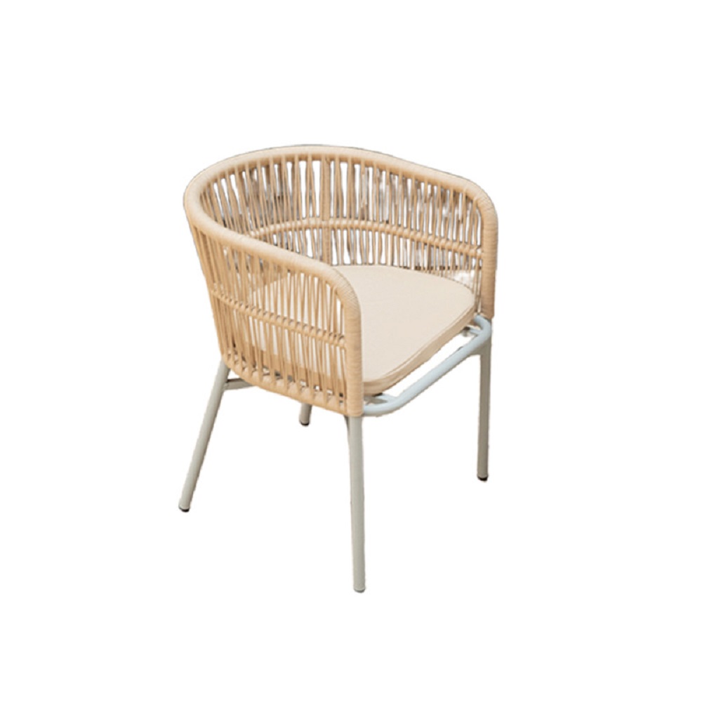 Outdoor furniture, dining table and chair set, simple aluminum frame, cushion, leisure furniture, mesh rope woven coffee and milk tea shop furniture