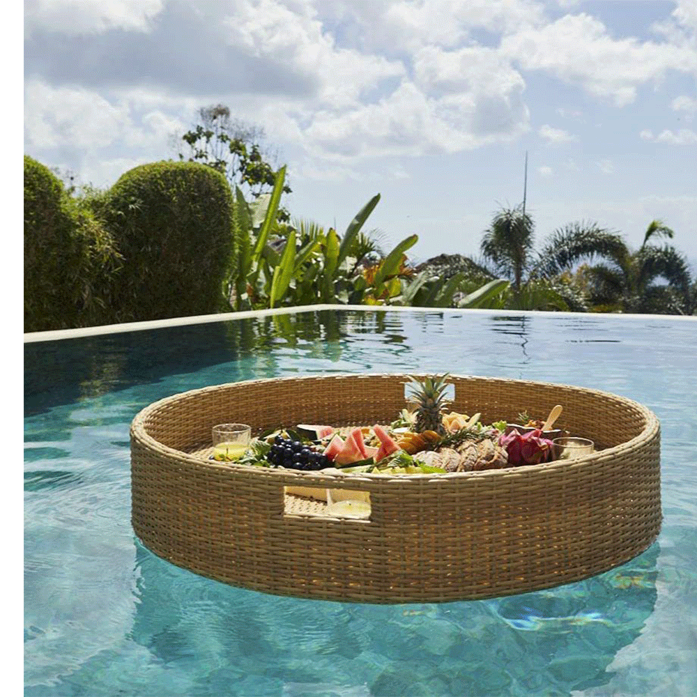 Round Rattan Fruit Basket Bowl - Handwoven Storage Serving Baskets, Natural Woven Fruit Basket for Storage Candy, Vegetable, Snack, Bread, Tabletop Decoration Display Tray