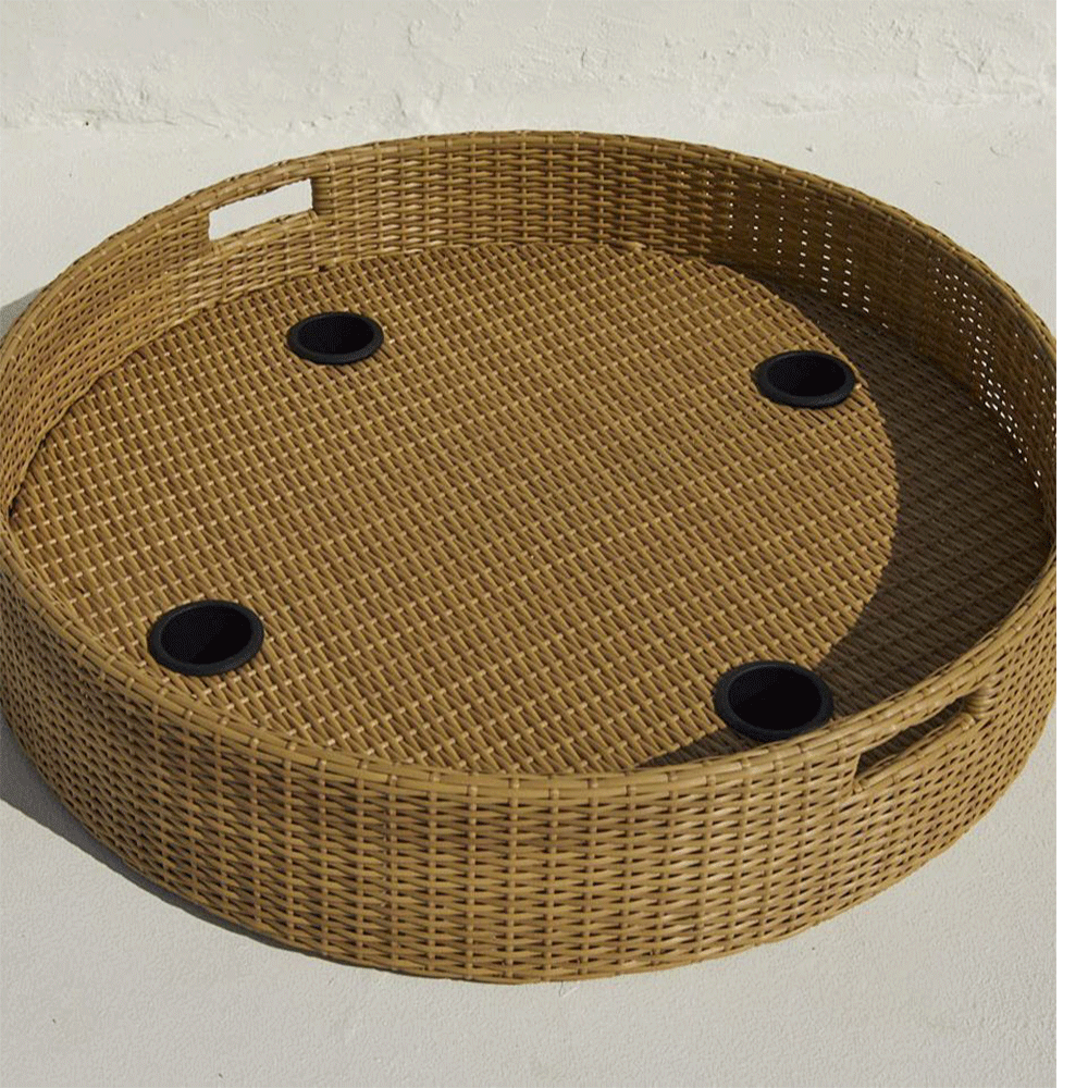 Round Rattan Fruit Basket Bowl - Handwoven Storage Serving Baskets, Natural Woven Fruit Basket for Storage Candy, Vegetable, Snack, Bread, Tabletop Decoration Display Tray