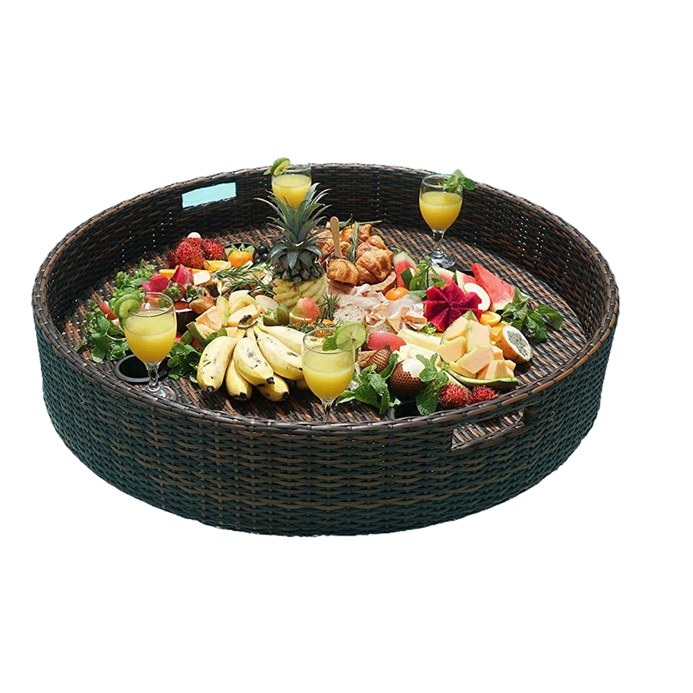 Round Rattan Fruit Basket Bowl - Handwoven Storage Serving Baskets, Natural Woven Fruit Basket for Storage Candy, Vegetable, Snack, Bread, Tabletop Decoration Display Tray