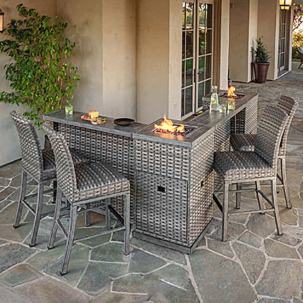 WYHS-T290 8-piece Modular Outdoor Bar Set With 2 Fire Towers