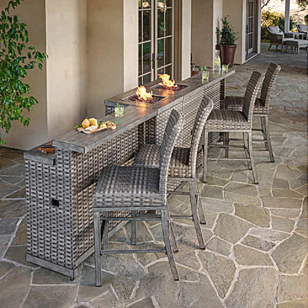 WYHS-T290 8-piece Modular Outdoor Bar Set With 2 Fire Towers