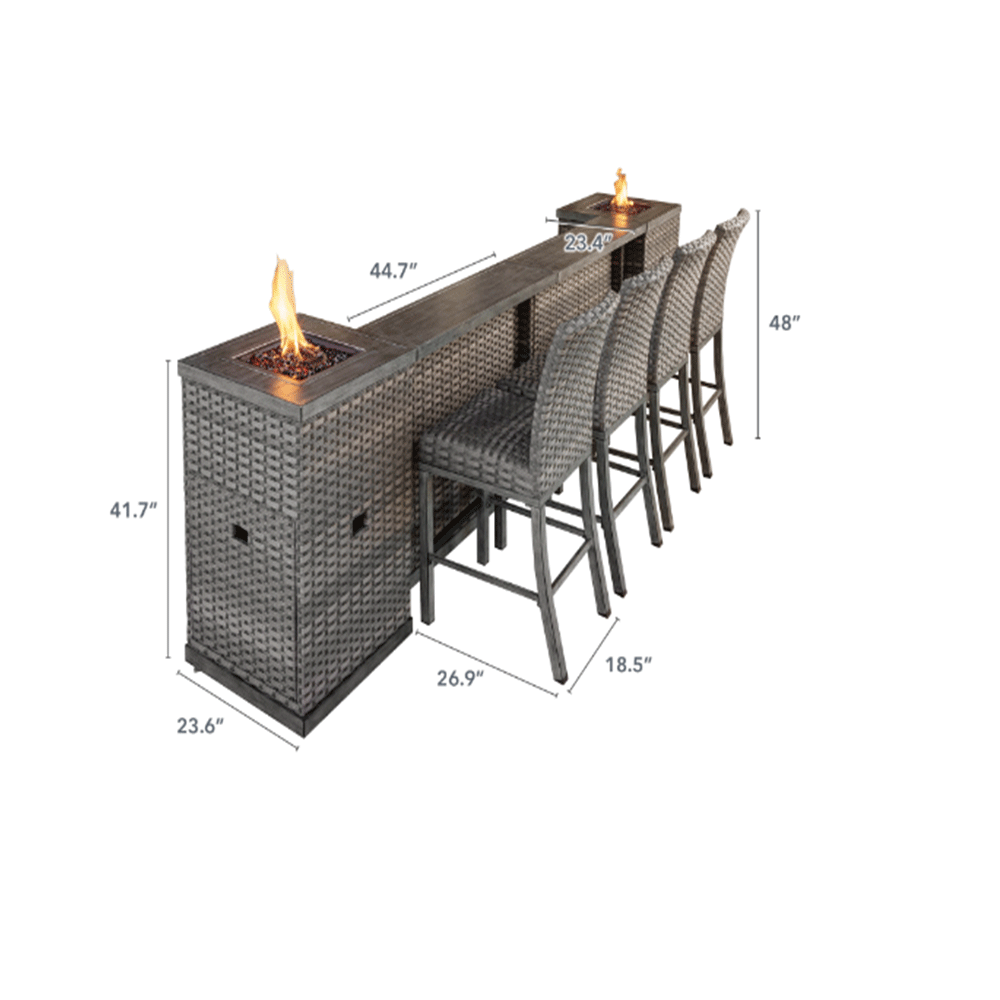 8-piece Modular Outdoor Bar Set With 2 Fire Towers