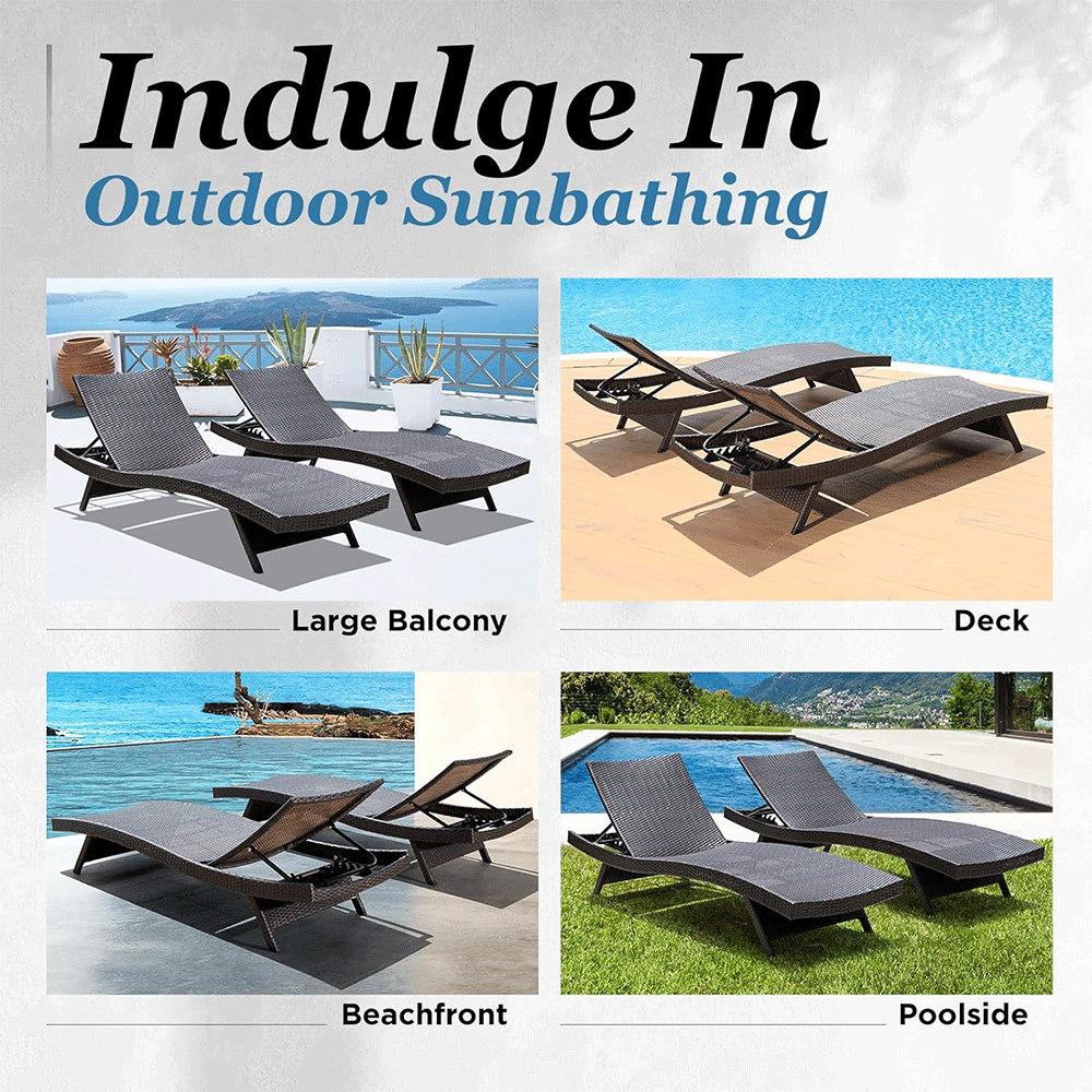 WYHS-T199 Rattan Chaise Lounge Outdoor Set with Ergonomic Wave Design for your Outdoor Spaces