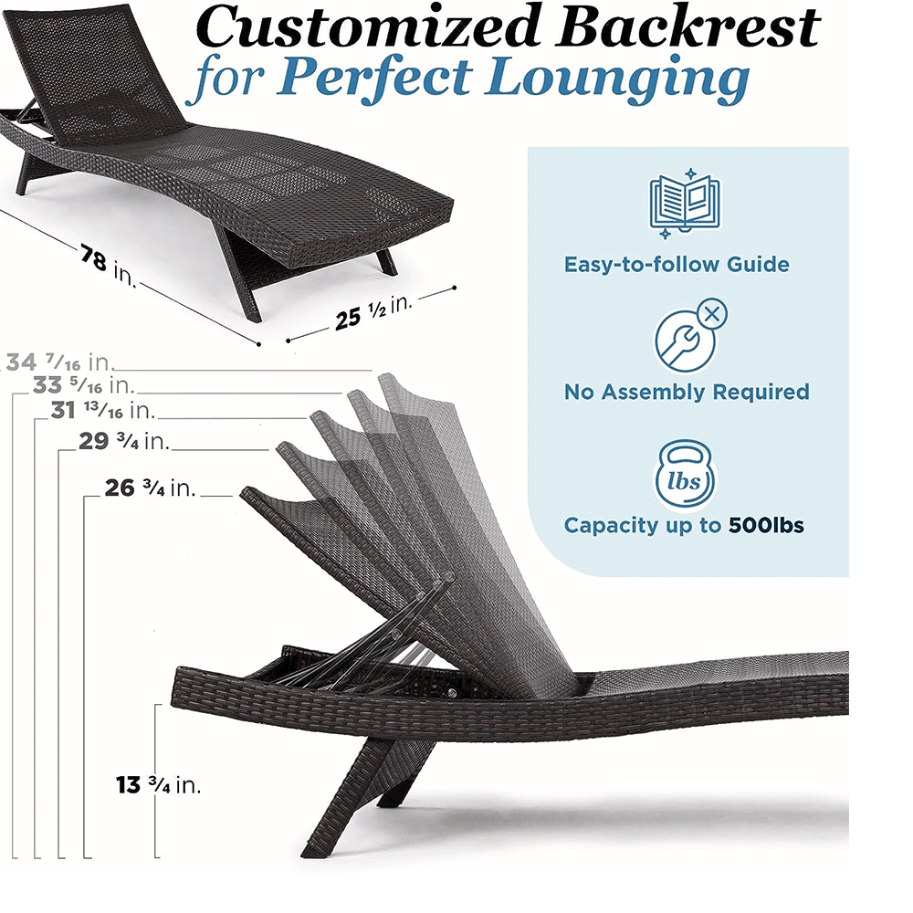 WYHS-T199 Rattan Chaise Lounge Outdoor Set with Ergonomic Wave Design for your Outdoor Spaces
