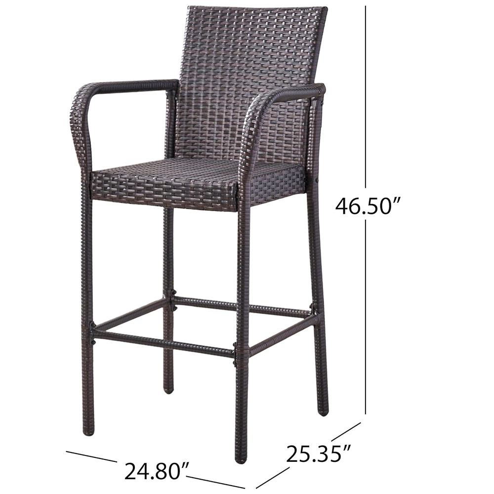 2 Pieces Rattan Bar Stool Wicker Chairs
