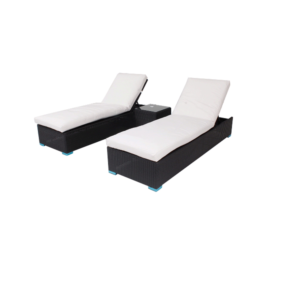 WYHS-T051 Folding Pool Lounger Chair Set of 2  with a Small Teatable
