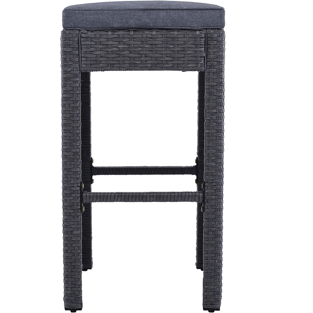 WYHS-T102 5 Piece Outdoor Patio Rattan Counter Height Dining Set Conversation with 4 Stools and Tempered Glass Table