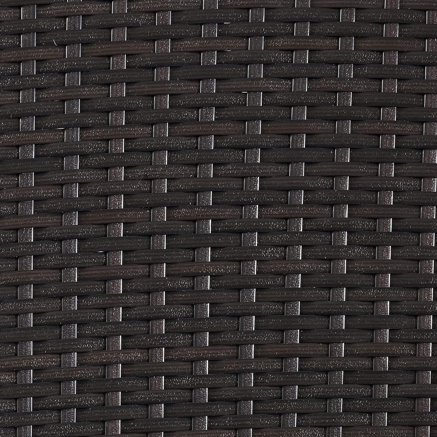 Outdoor 360 Degree Swivel Rocking Wicker Patio Chair with Deep Brown Cushions.