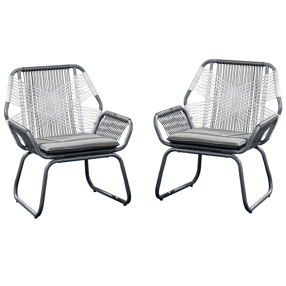Patio Outdoor PE rattan Club Chair (Set of 2), Gray