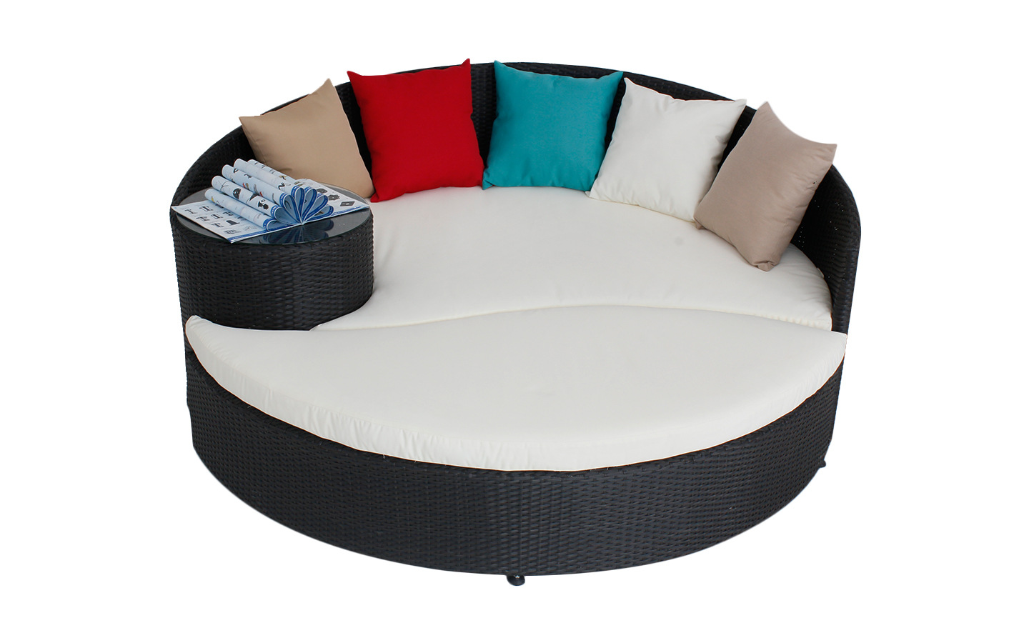Sofa Set Outdoor Daybed Rectangle  Two-Piece Sunbed Rattan Furniture with High-Quality Cushion and Pillows.