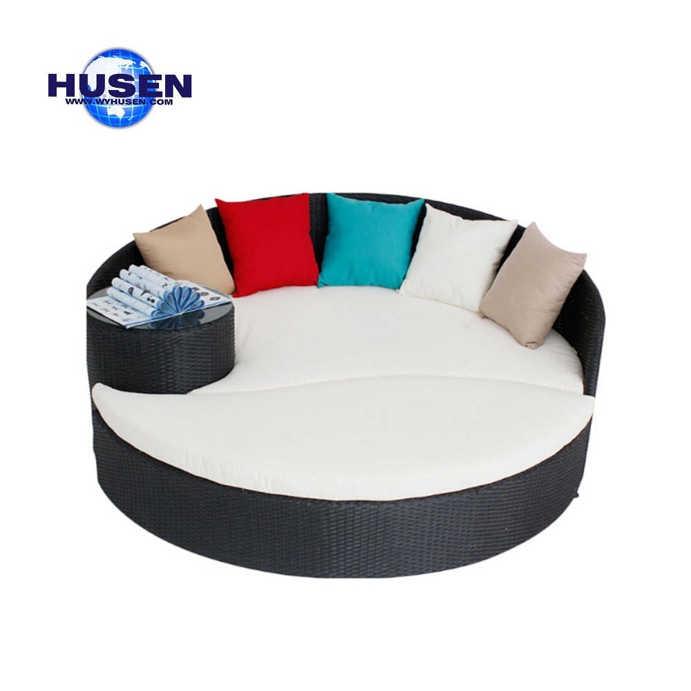 Sofa Set Outdoor Daybed Rectangle  Two-Piece Sunbed Rattan Furniture with High-Quality Cushion and Pillows.