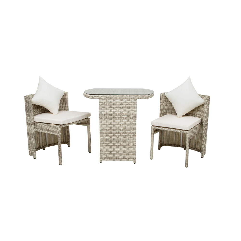 WYHS-T217 Three Piece Rattan Woven Chair,Light Grey Small Family Conversation Set.