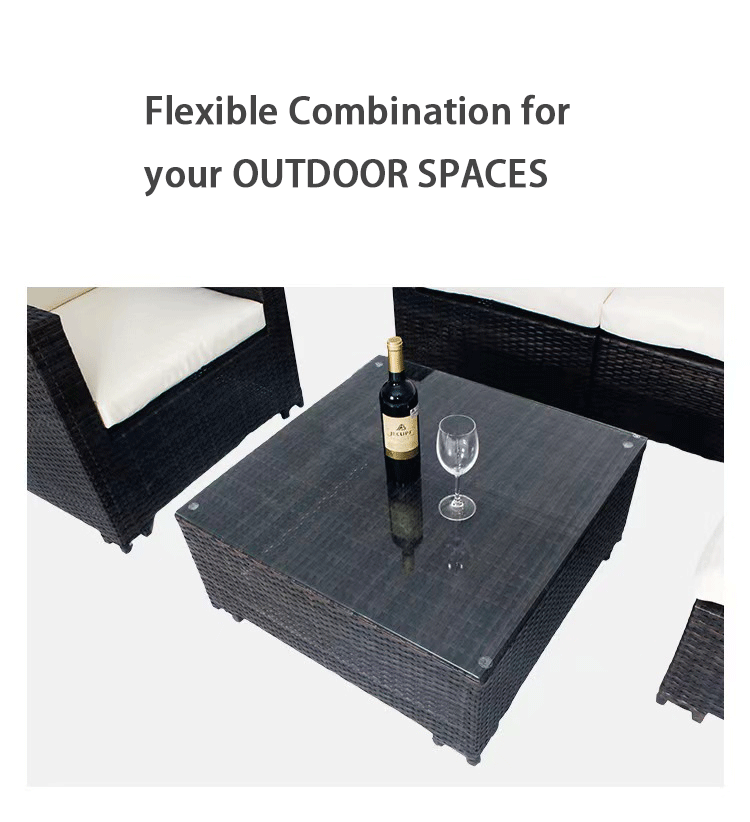 WYHS-T233 6 Pieces Patio Furniture Set Outdoor Sectional Sofa Set, Brown PE Rattan Wicker Conversation Set with Coffee Table for Deck, Backyard, Lawn.