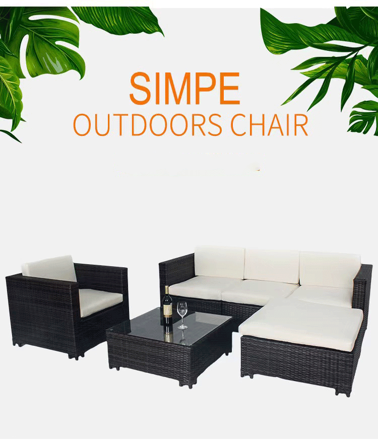 WYHS-T233 6 Pieces Patio Furniture Set Outdoor Sectional Sofa Set, Brown PE Rattan Wicker Conversation Set with Coffee Table for Deck, Backyard, Lawn.