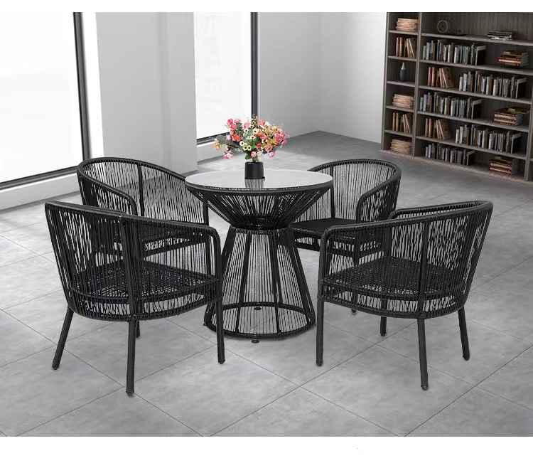 WYHS-T111 3 Pieces/5 Pieces Outdoor Rattan Dining Set With Tempered Glasstop,Flexible Combination and Configuration