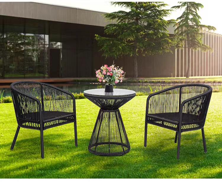 WYHS-T111 3 Pieces/5 Pieces Outdoor Rattan Dining Set With Tempered Glasstop,Flexible Combination and Configuration