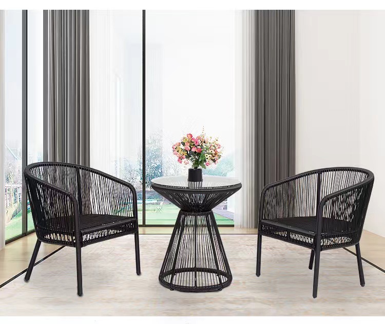 WYHS-T111 3 Pieces/5 Pieces Outdoor Rattan Dining Set With Tempered Glasstop,Flexible Combination and Configuration