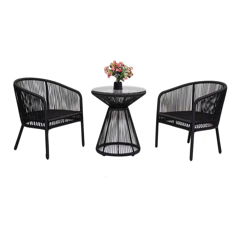 WYHS-T111 3 Pieces/5 Pieces Outdoor Rattan Dining Set With Tempered Glasstop,Flexible Combination and Configuration